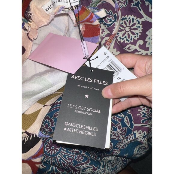 Avec les Filles Y2K Women's Printed Leaf Square-Neck Bodycon Mini Dress NWT 10 - Picture 7 of 9